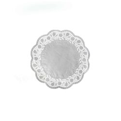 Dantelă decorativă (PAP) rotundă, albă, Ø14cm [100 buc]
