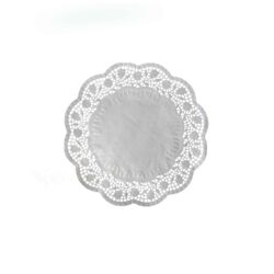 Dantelă decorativă (PAP) rotundă, albă, Ø16cm [100 buc]