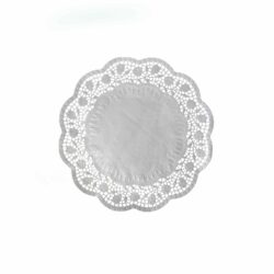 Dantelă decorativă (PAP) rotundă, albă, Ø20cm [100 buc]