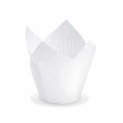 Cupă de patiserie tip lalea (PAP) albă Ø50 x 85 mm / 16 x 16 cm [100 buc]