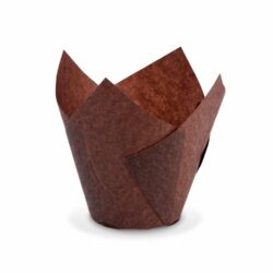 Cupă de hârtie pentru patiserie tip lalea (PAP) maro Ø50 x 85 mm / 16 x 16 cm [100 buc]