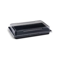 Caserolă pentru sushi (PET) neagră 215 x 130 x 18 mm + capac [200 seturi]