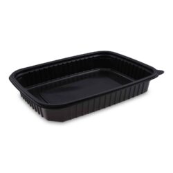 Caserolă meniu pentru cuptor cu microunde (PP) neagră `L` 250 x 185 x 40 mm 1200ml