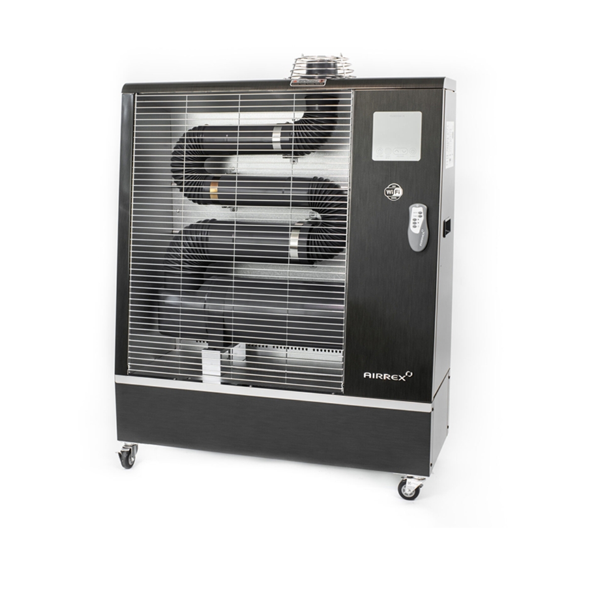 Încălzitor infraroșu AIRREX AH-200i cu o putere de 13 kW, funcționare silențioasă, control Wi-Fi și ardere curată. Încălzire ideală pentru spații de până la 900 m³.