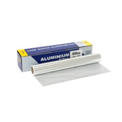Folie de aluminiu extra groasă, 38 cm × 60 m, grosime 16 µm. Rezistentă, ideală pentru copt, grătar, ambalat și păstrarea alimentelor.