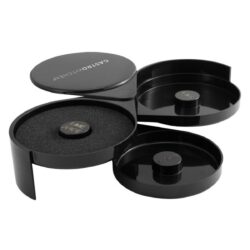 Suport profesional cu trei etaje pentru decorarea marginilor paharelor, pentru barmani. Recipient din plastic ABS rezistent, diametru 20 cm, înălțime 7 cm.