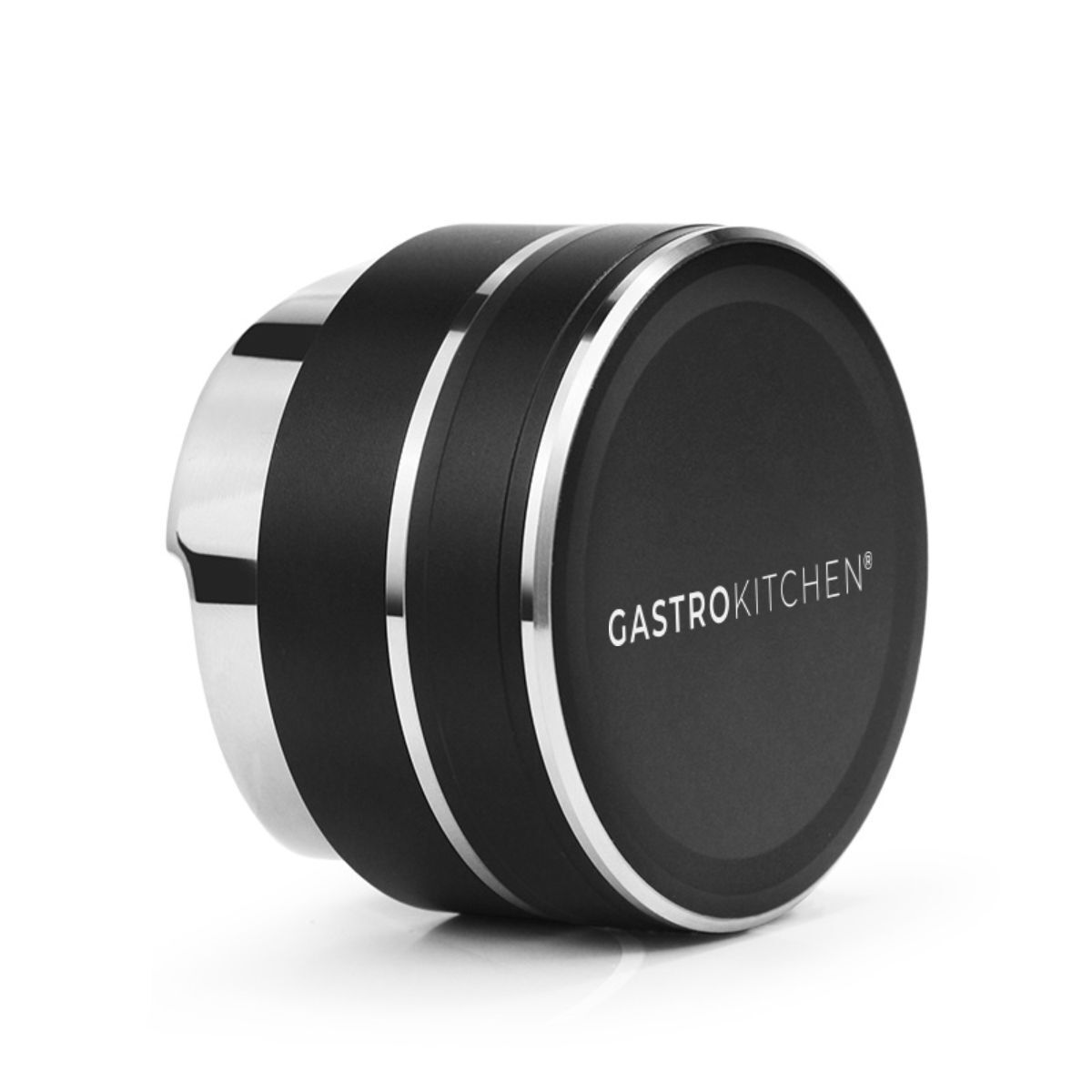 Tamper profesional pentru cafea, diametru 58 mm, din aliaj de aluminiu și oțel inoxidabil 304. Greutate 535 g, design ergonomic.