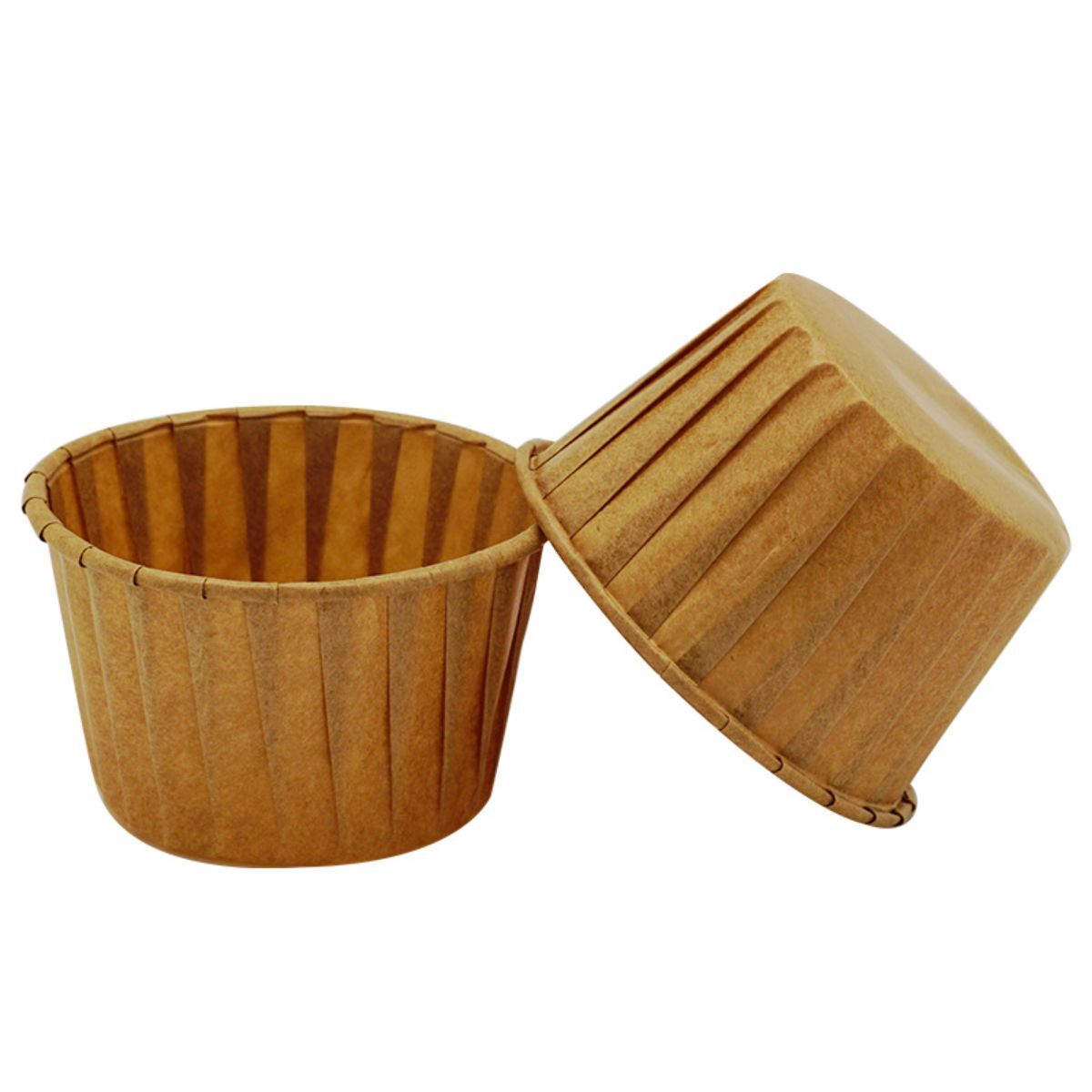 Set de 50 de forme de hârtie pentru muffin și cupcakes, culoare naturală. Dimensiuni 6,5 × 5 × 4,2 cm. Din hârtie rezistentă la căldură, fără tratament de suprafață.