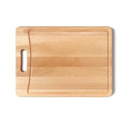 Tocător de bucătărie 40 × 30 × 2 cm, din lemn masiv, cu șanț de scurgere și mâner. Tratat cu ulei alimentar, ideal pentru tăiat și servit.️