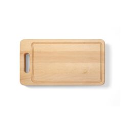 Tocător din lemn de fag 35 × 20 × 2 cm, cu șanț de scurgere și mâner. Tratat cu ulei alimentar, ideal pentru tăiat și servit.