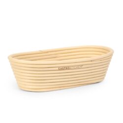 Coș tradițional din ratan pentru pâine, dimensiuni 28 × 14 × 8 cm. Ideal pentru dospirea și modelarea pâinii de casă. Ratanul asigură aerisirea corectă a aluatului.