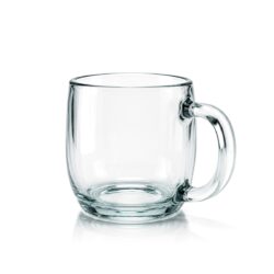 Cană transparentă din sticlă 300 ml cu mâner de sticlă pentru cafea, ceai.