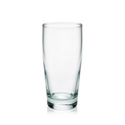 Pahar din sticlă transparentă, cu o capacitate de 400 ml, pentru bere la draft și bere îmbuteliată.