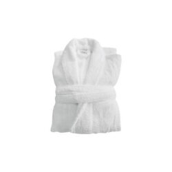 Halatul de baie de hotel alb, mărime XXL, este ideal pentru hoteluri, wellness și pensiuni.