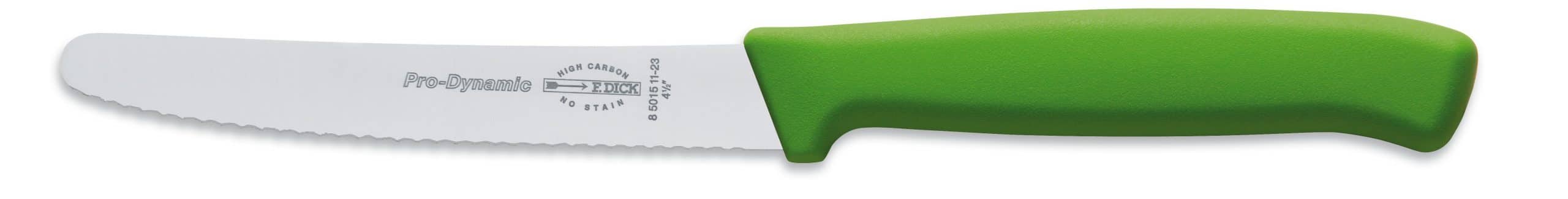 Cuțit de bucătărie zimțat verde - 11 cm