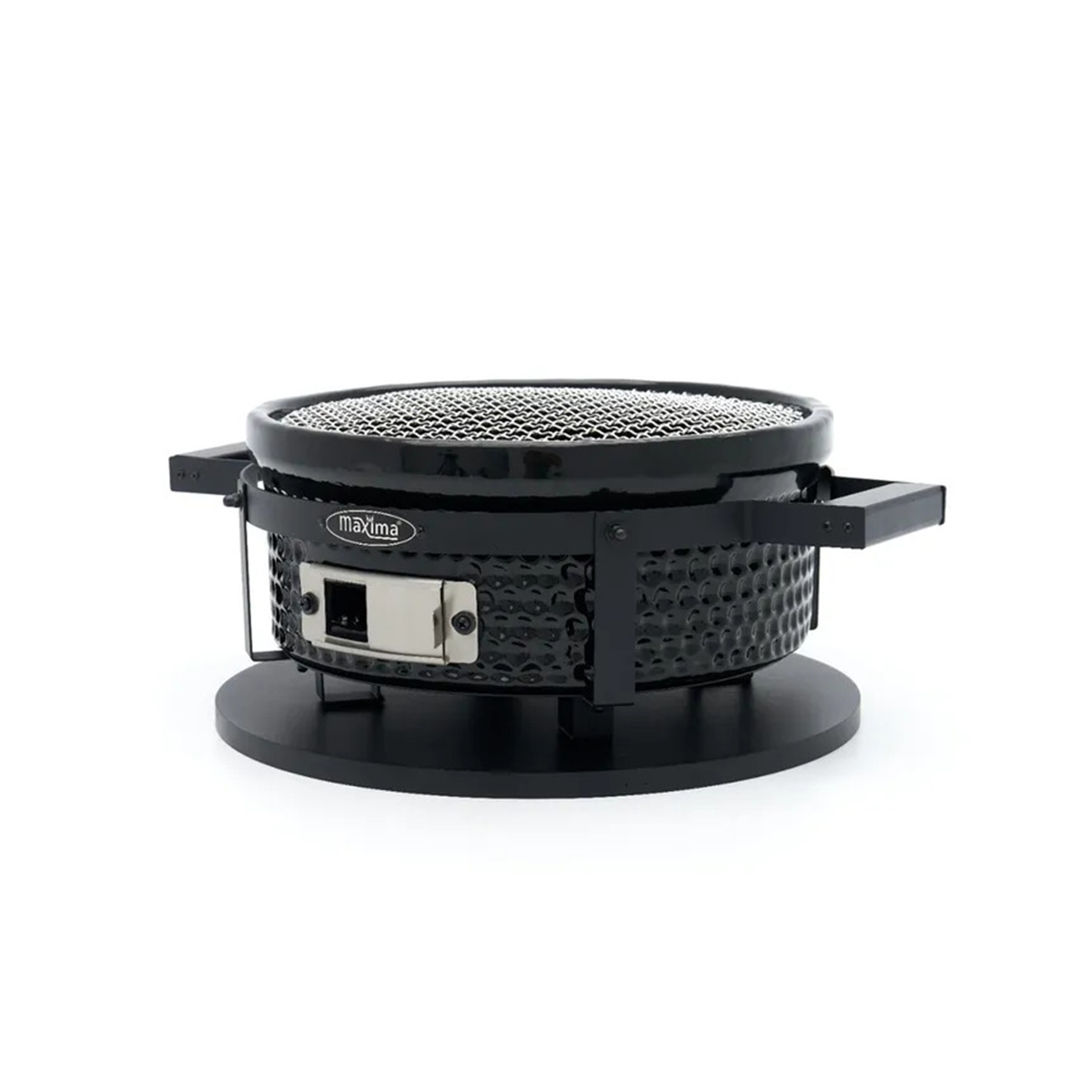 Grătar Hibachi de masă compact, negru, pe cărbuni, cu grătar de gătit din oțel inoxidabil.