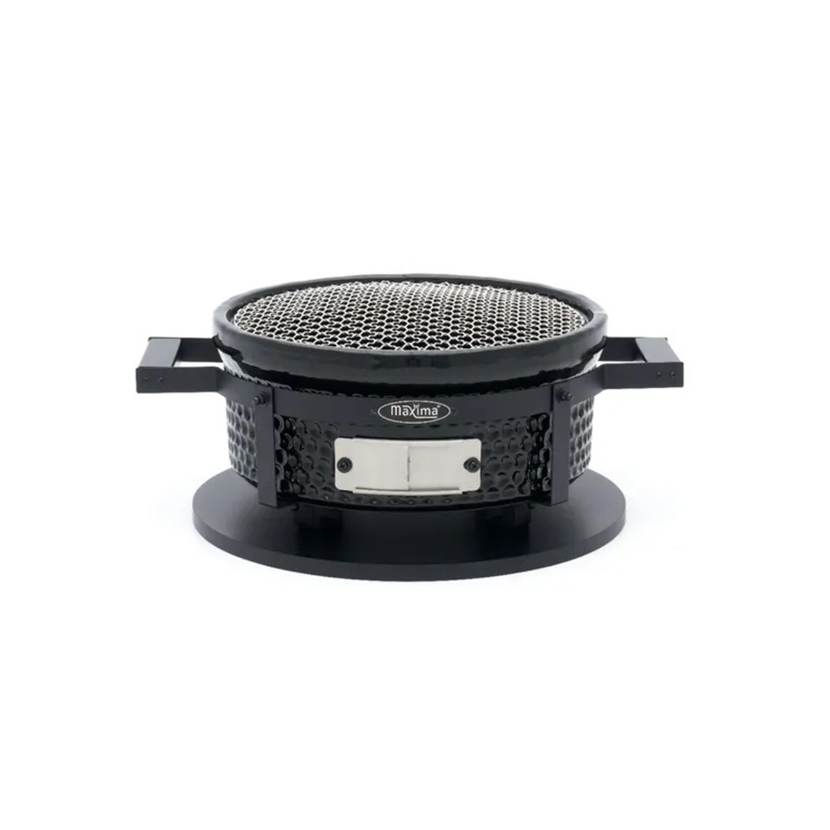 Grătar Hibachi de masă compact, negru, pe cărbuni, cu grătar de gătit din oțel inoxidabil.