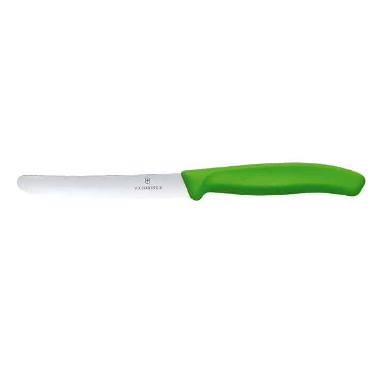 Cuțit 11 cm zimțat - verde | Victorinox 6.7836.L114