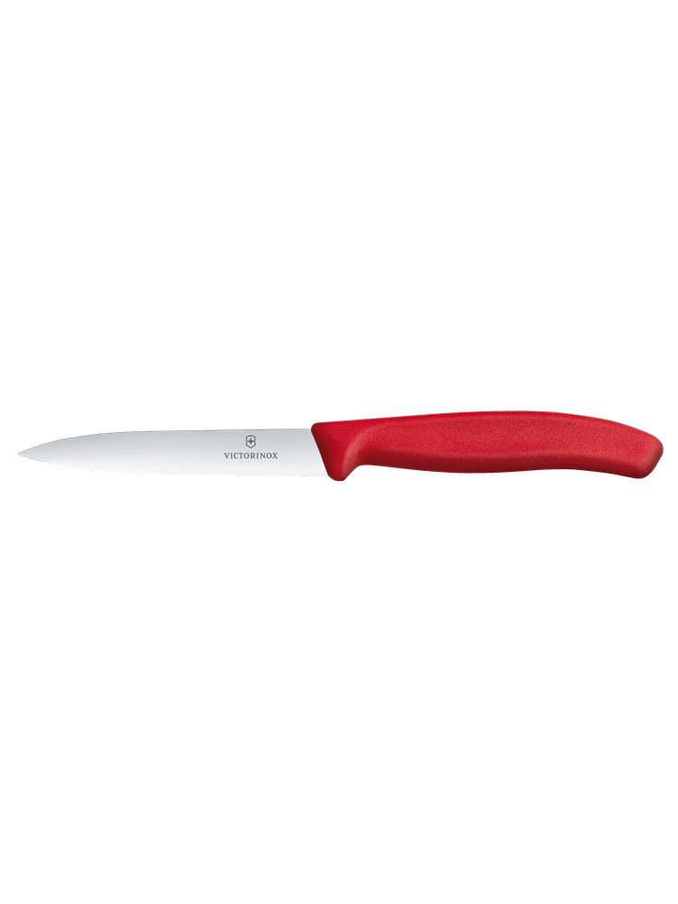 Cuțit pentru legume 10 cm zimțat - roșu | Victorinox 6.7731