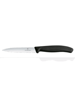 Cuțit pentru legume 10 cm zimțat - negru | Victorinox 6.7733