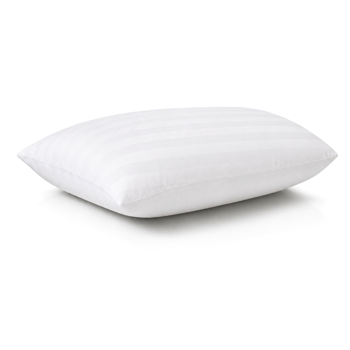 Față de pernă albă 40x40 cm cu dungi fine din satin, bumbac/poliester.