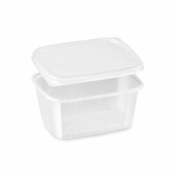 Bol (PP) pătrat transparent 250ml + capac [250 seturi]