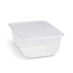 Caserolă (PP) pătrată cu 2 compartimente transparent 186 x 133 mm 1000ml [50 buc]
