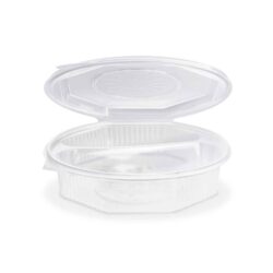 Meniu bol (PP) cu capac cu 2 compartimente octogonal transparent [25 buc]