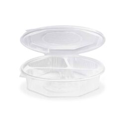Meniu bol (PP) cu capac cu 3 compartimente octogonal transparent [25 buc]