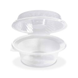 Bol pentru salată (PP) cu capac și bol pentru dressing transparent 2100ml [25 buc]