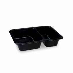 Meniu bol (PP) Reware Lunch reutilizabil cu 2 compartimente negru 227 x 178 x 49 mm [20 buc]