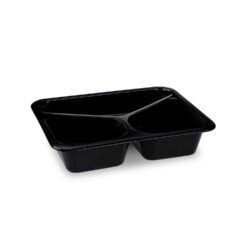 Meniu bol (PP) Reware Lunch reutilizabil cu 3 compartimente negru 227 x 178 x 49 mm [20 buc]