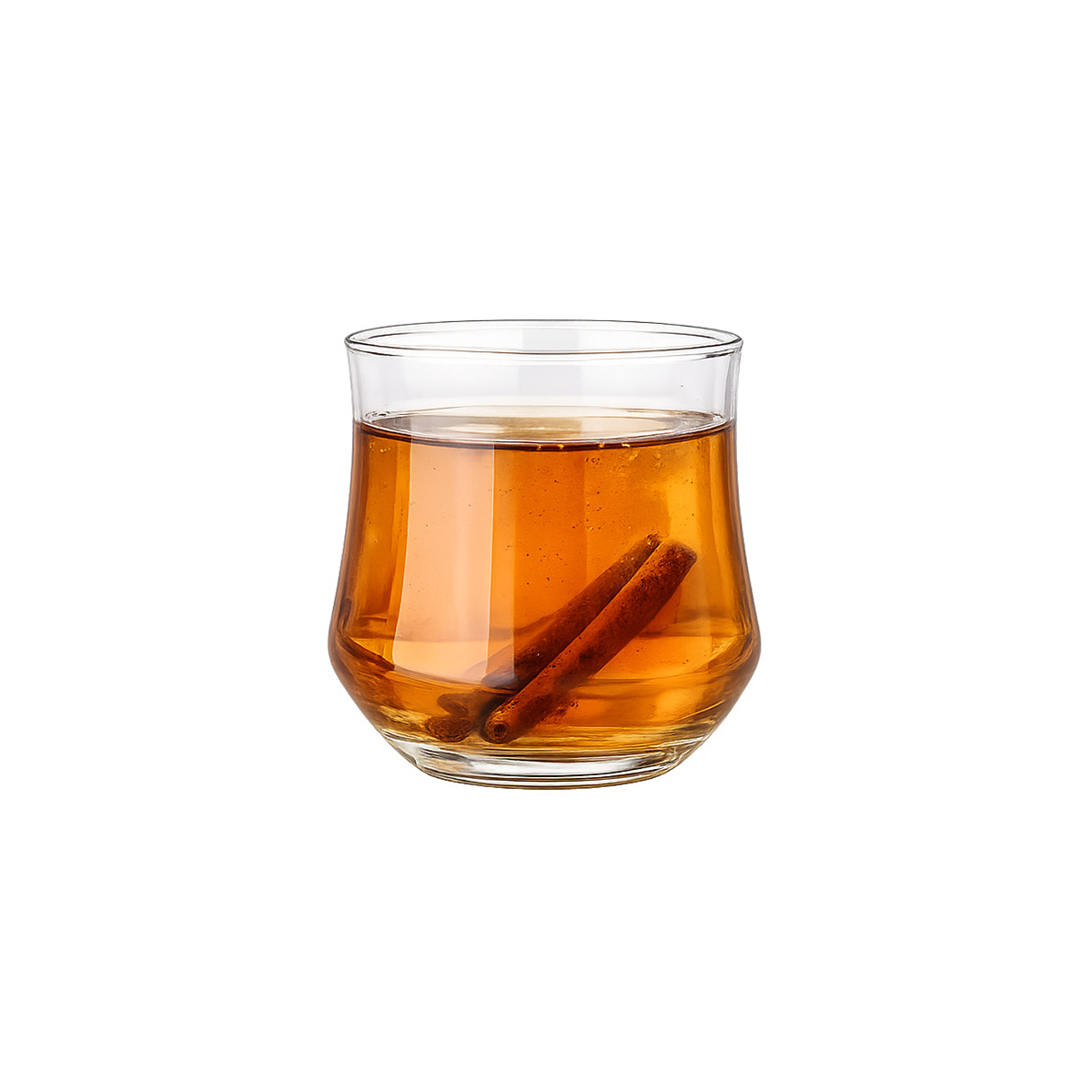 Pahar de apă transparent din sticlă, 360 ml, formă rotunjită, bază stabilă.
