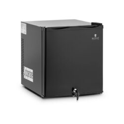 Minibar negru metalic compact Royal Catering cu suprafață mată, încuietoare și chei.