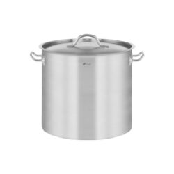 Oală mare cilindrică Royal din oțel inoxidabil cu capac, 23,5 l, pentru inducție.