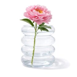 Vază de sticlă pentru flori, Ø 18,8 × 24 cm, cu formă canelată originală. Ideală pentru unități HoReCa și gospodării, pentru flori și decorațiuni.