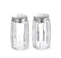 Set condimente - două piese - Ø 40 x 70 mm | Hendi 465387 Setul de condimente - două piese - Ø 40 x 70 mm | Hendi 465387 este fabricat din sticlă, capacul fiind din oțel inoxidabil, cu orificii dozatoare în forma literelor S și P.