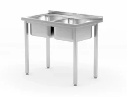 Masă cu chiuvetă dublă - fără raft - 1000x600x850 mm | Hendi 817049