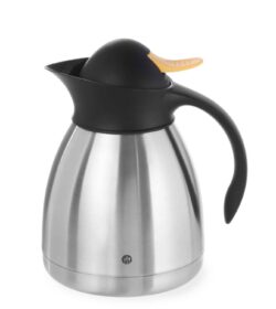 Termos pentru ceai - 1 L | Hendi 446522 Pereți dubli din oțel inoxidabil Capac metalic cromat, buton, gură de scurgere și mâner Proprietăți de izolare excelente