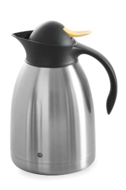 Termos pentru ceai - 1,5 L | Hendi 446621 Pereți dubli din oțel inoxidabil Capac metalic cromat, buton, gură de scurgere și mâner Proprietăți de izolare excelente