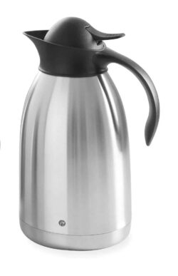 Termos pentru cafea - 2 L | Hendi 446706 Pereți dubli din oțel inoxidabil Capac metalic cromat, buton, gură de scurgere și mâner Proprietăți de izolare excelente