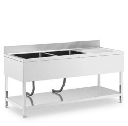 Masa de spălat cu chiuvetă 180 x 70 x 97 cm | Royal Catering, din oțel inoxidabil, este destinată oricărei bucătării profesionale.