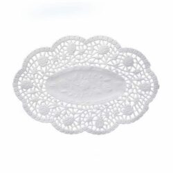 Dantelă decorativă (PAP) ovală, albă, 50 x 37 cm [100 buc]