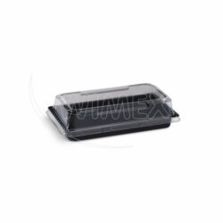 Caserolă pentru sushi (PET) neagră 170 x 90 x 17 mm + capac [600 seturi]