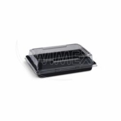 Caserolă pentru sushi (PET) neagră 163 x 113 x 17 mm + capac [500 seturi]