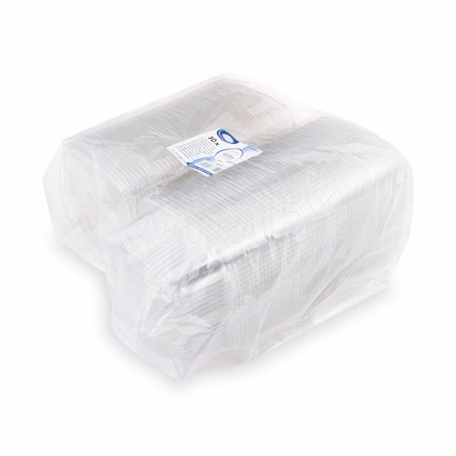 Caserolă (rPET) cu capac dreptunghiulară transparentă 1000ml
