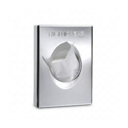 Dozator pentru pungi igienice, cu dimensiuni de 13,5x9,7 cm, în execuție cromată.