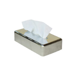 Dozator de masă pentru șervețele cosmetice, cu dimensiuni de 25,5x14,6 cm, în execuție cromată.