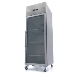 Congelator - 600 l - 3 rafturi reglabile (2/1 GN) - oțel inoxidabil - cu uși din sticlă