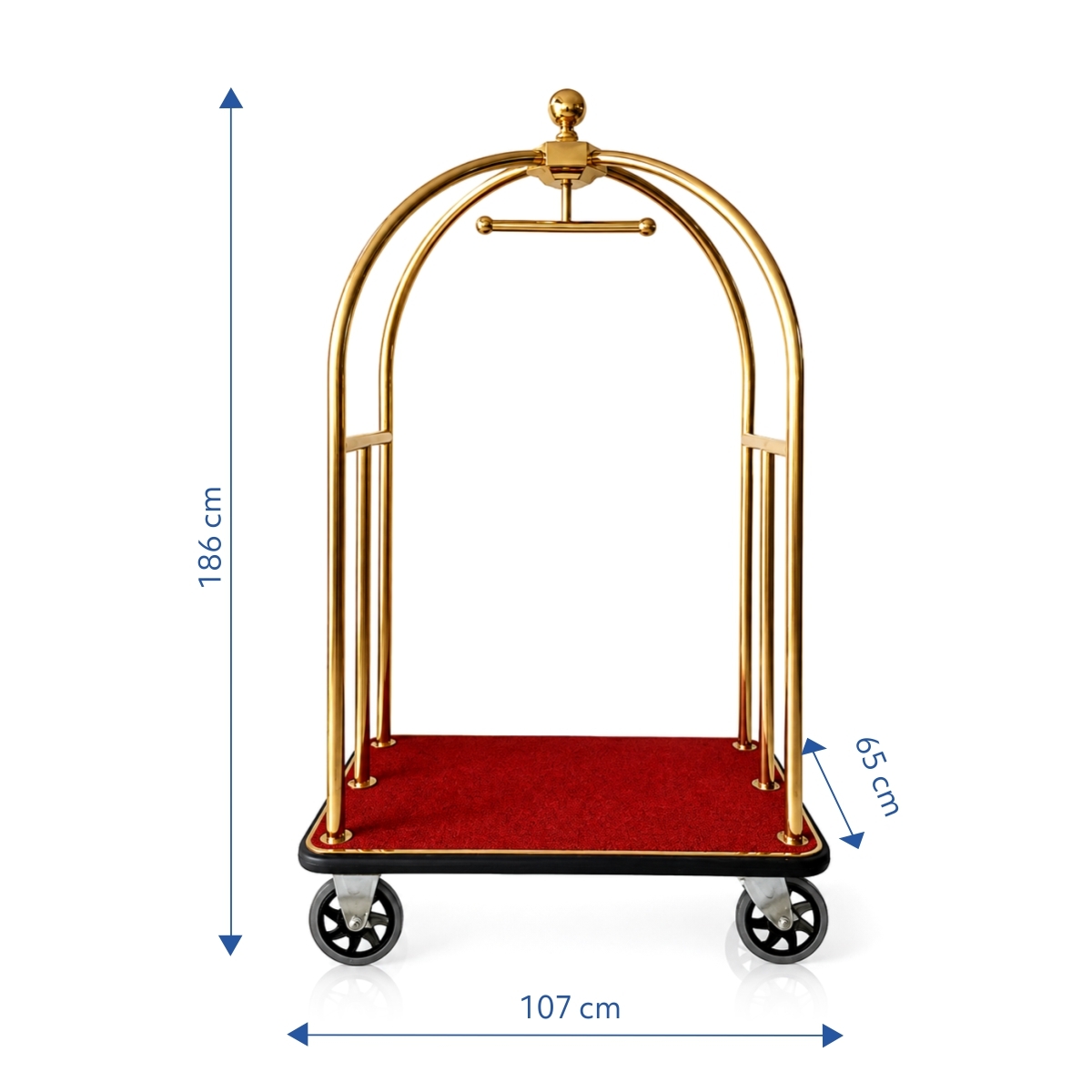 gastrokitchen carucior hotelier pentru bagaje bellman auriu 107x65x186 cm (2)